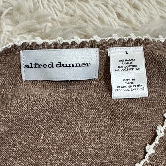 Alfred Dunner Mocha V-Neck Faux Wrap White Flowers Sweater Sz NWT - Picture 7 of 10